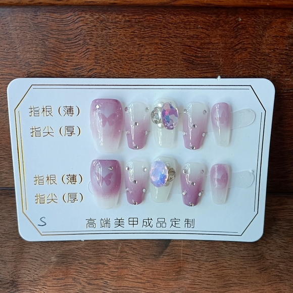 One of a Kind CUSTOM NAILS 10pcs set size S Fairy Dust - Picture 2 of 3